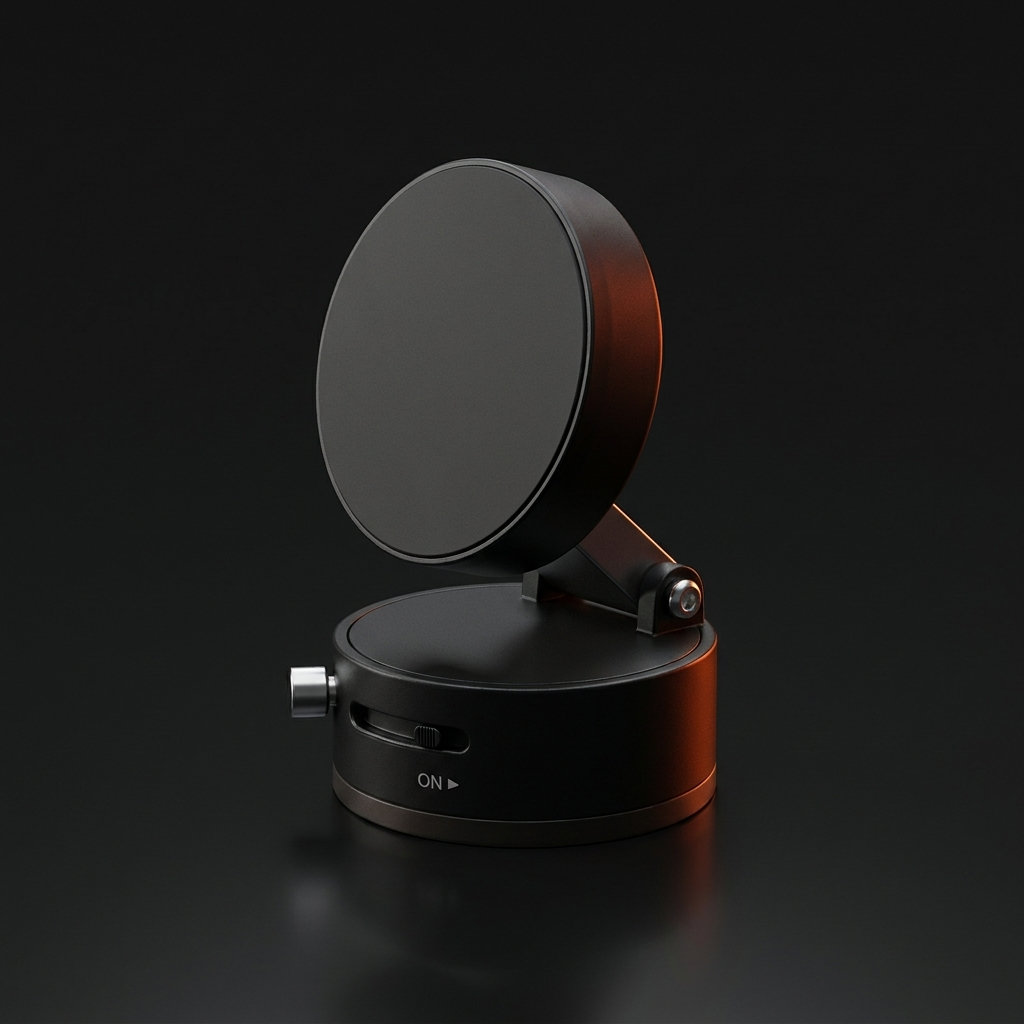 Rebote Court Mount in black, folded, on a dark studio background